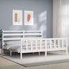 VidaXL Bed Frame with Headboard White 200x200 Cm Solid Wood 3192057
