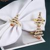 Elegant Metal Christmas Tree Napkin Rings with Sparkling Rhinestones Napkin Holder For Festives Party Table Decoration