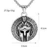 Antique Spartan Warrior Mask Stainless Steel Mens Pendant Necklace Single Sided Design