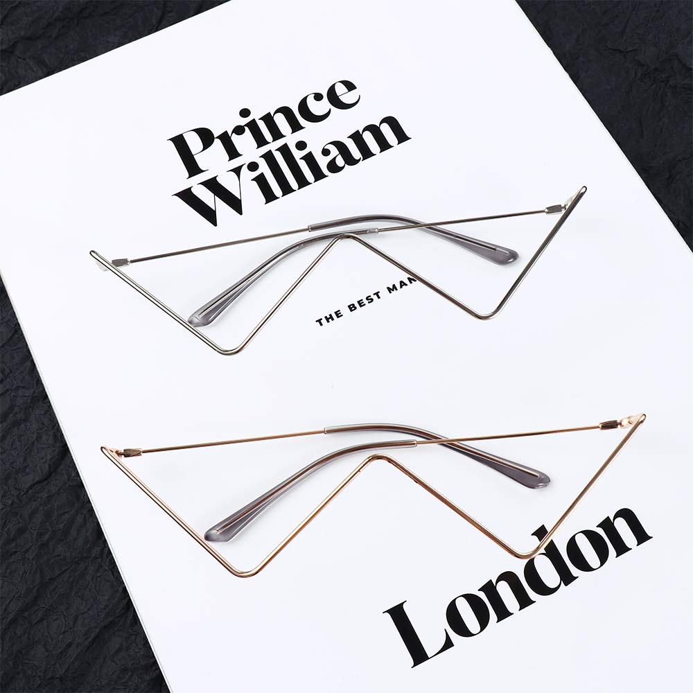 Decoration Metal Gold Fake Glasses Glasses Frame Triangle Glasses Frame Rhinestones Glasses Frame