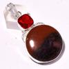 Rhodonite Garnet Gemstone Pendant Handmade Antique Design Jewelry 2.7" V0U22