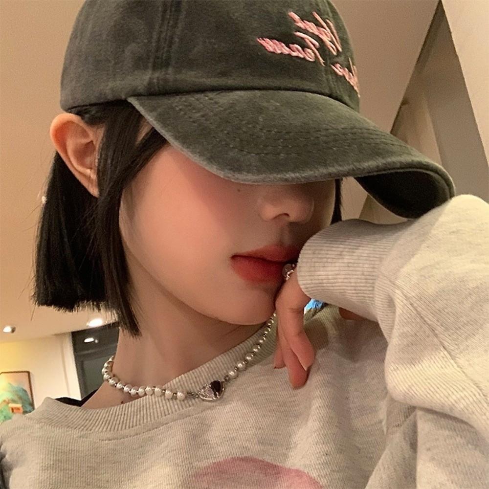 Letter Embroidery Baseball Caps Solid Color Duck Tongue Cap New Sunshade Cap Women