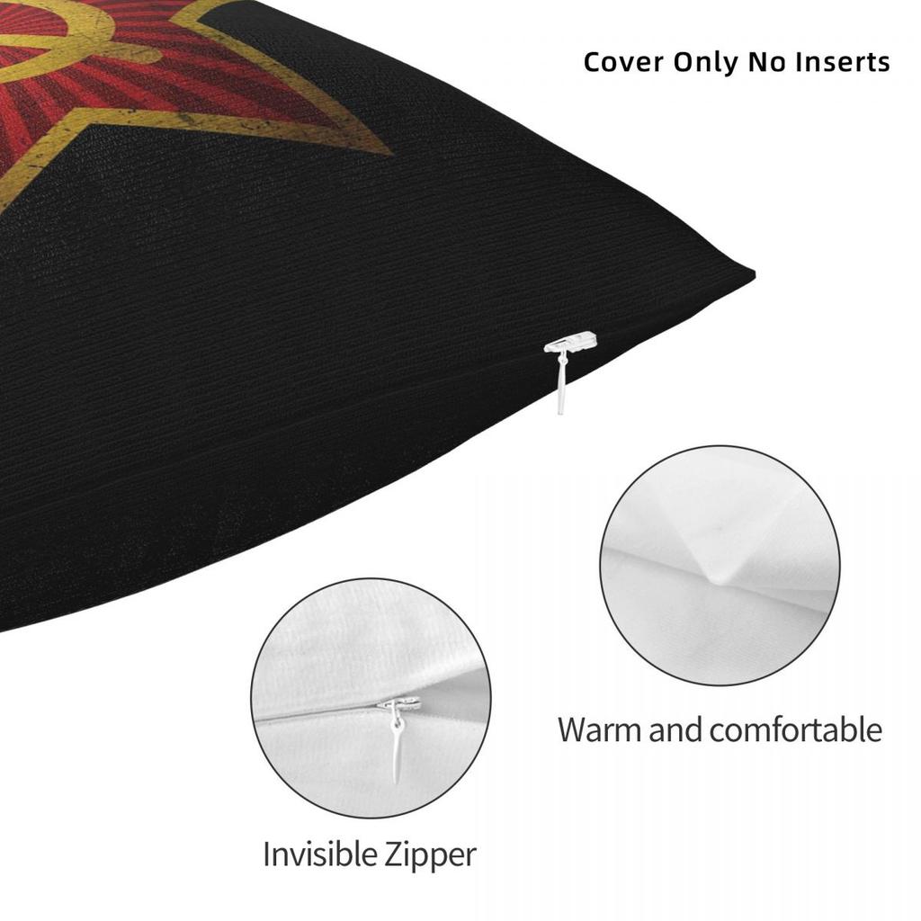 USSR Hammer And Sickle CCCP Russian Soviet Flag Square Pillowcase Cushion Cover Pillow Case Throw Pillow Cover for Home Bedroom