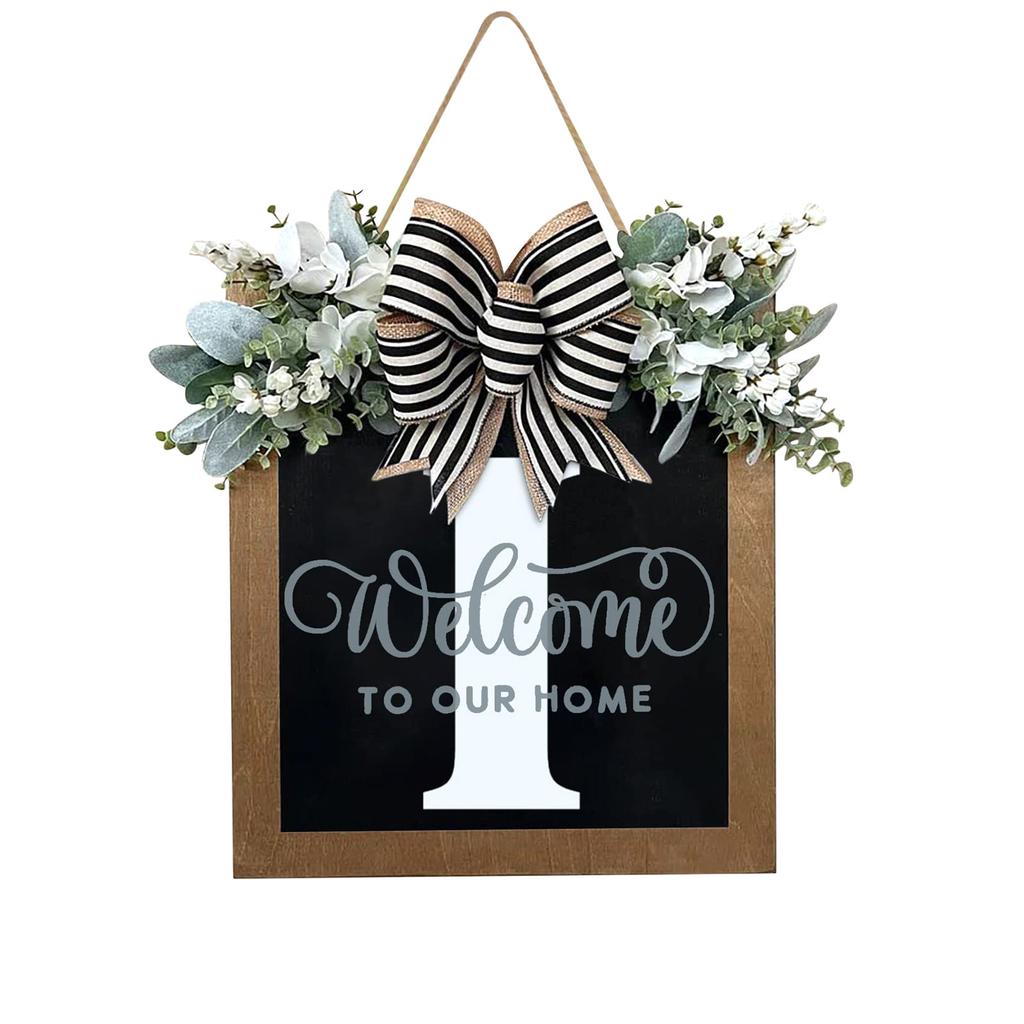 New Surname Year Round Front Door Wreath, Front Door Welcome Sign, 26 Letter Wreath With  Wreath And Bow