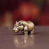 Rustic Copper Animal Sculpture 1Pc Rhinoceros Figurine Decorative Ornament for Home Office Tabletop Decoration
