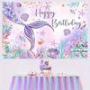 Mermaid - Inspired - Dreamy Happy Birthday Backdrop,Tapestries, party decorations, birthday carnival celebration gifts
