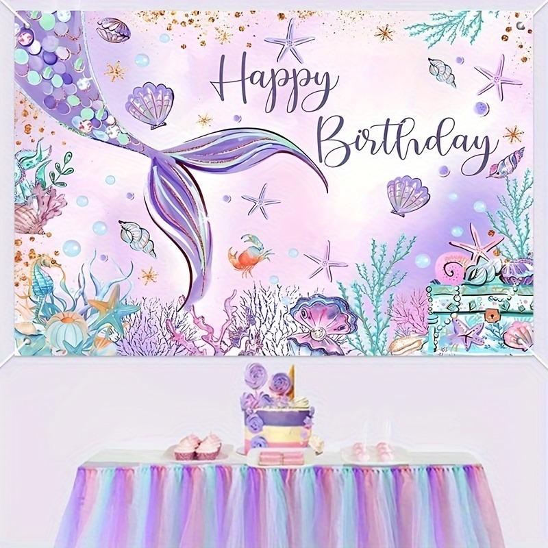 Mermaid - Inspired - Dreamy Happy Birthday Backdrop,Tapestries, party decorations, birthday carnival celebration gifts