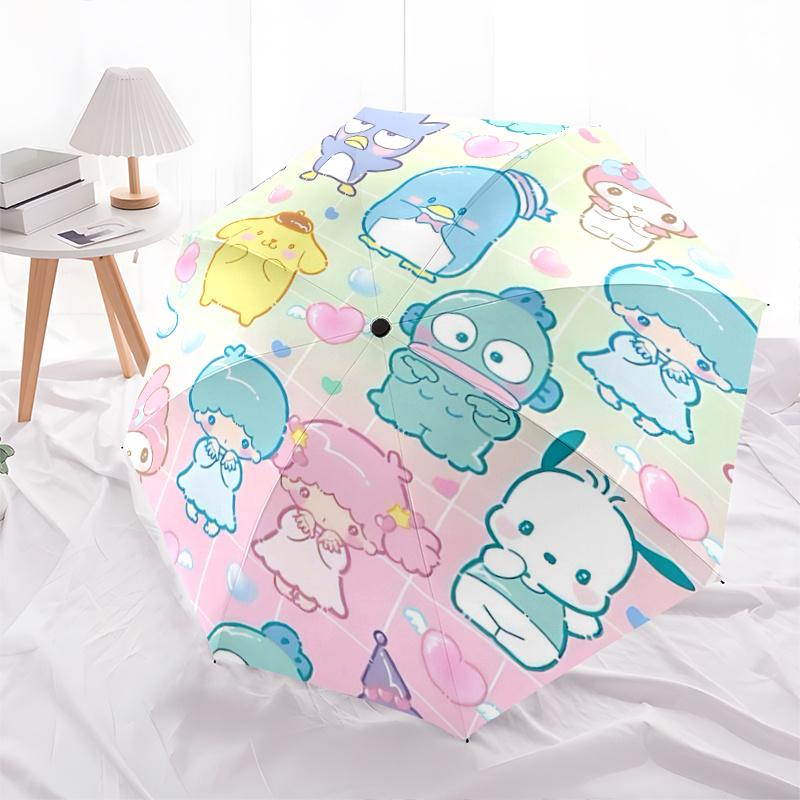 1pc Sanrio Characters Auto-Folding Umbrella - Portable 3-Fold Design with 8-Bone Iron Frame, Perfect for Fans, Travel, Daily Use, and Festive Gifts.Q0