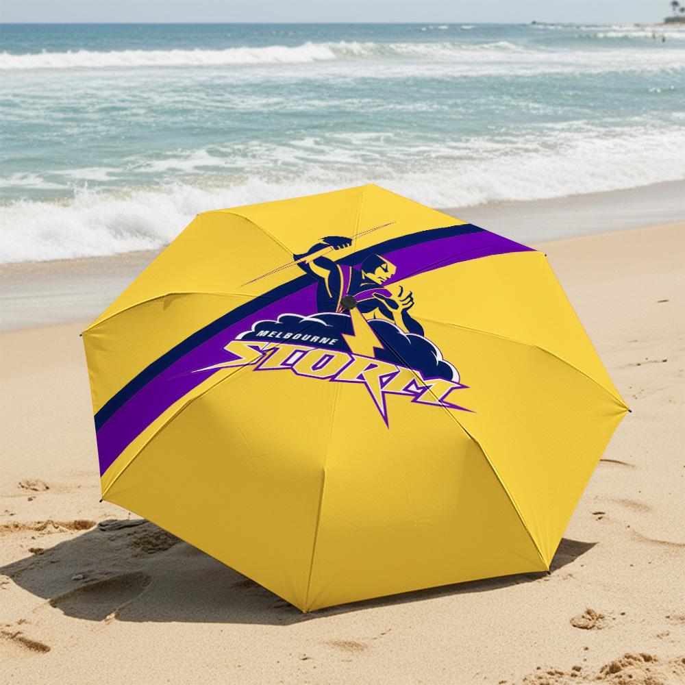 1 шт. Автоматический складной зонт - Узор Melbourne Storm, Портативный и складной дизайн с 8 спицами, Рождественские и Дни рождения Подарки