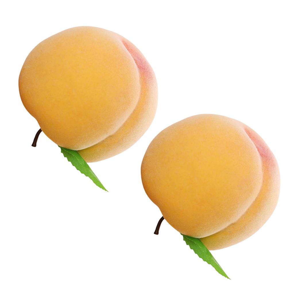 2pcs Artificial Peach Fruit Realistic Faux Fruits Peaches for Home Kitchen Table Decoration and Photography Props