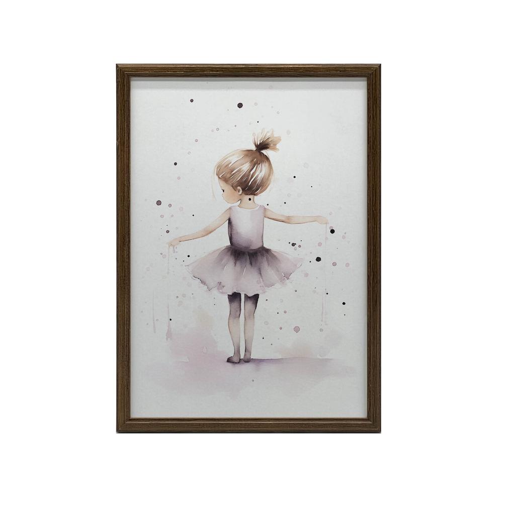 Tańcząca Balerina - Różowa Magia Tańcząca Balerina - Różowa Magia, 70X100 Cm, Rama Drewniana Ciemny Brąz, Papier Matowy 230 Gsm