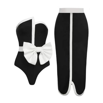 Новый цельный купальник для женщин, обтягивающий, тонкий, купальный костюм с горячим источником, шифоновая длинная юбка