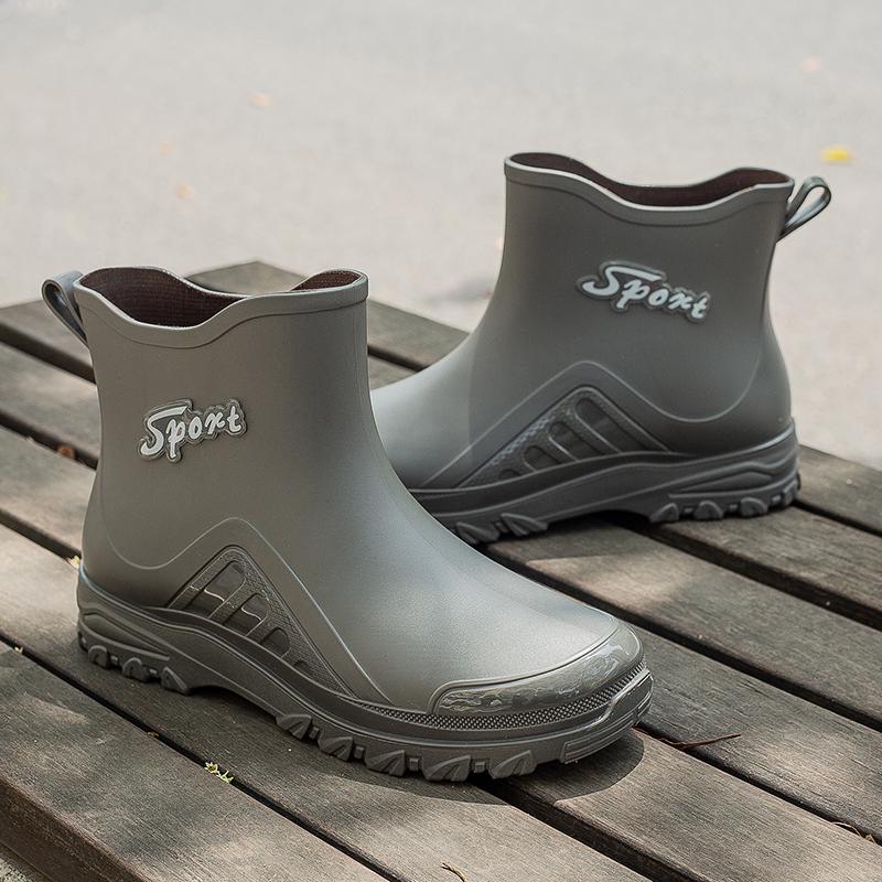 Зимняя распродажа 2023 г.: Мужские непромокаемые резиновые дождевые ботинки с коротким голенищем - Модная плоская модель на все сезоны