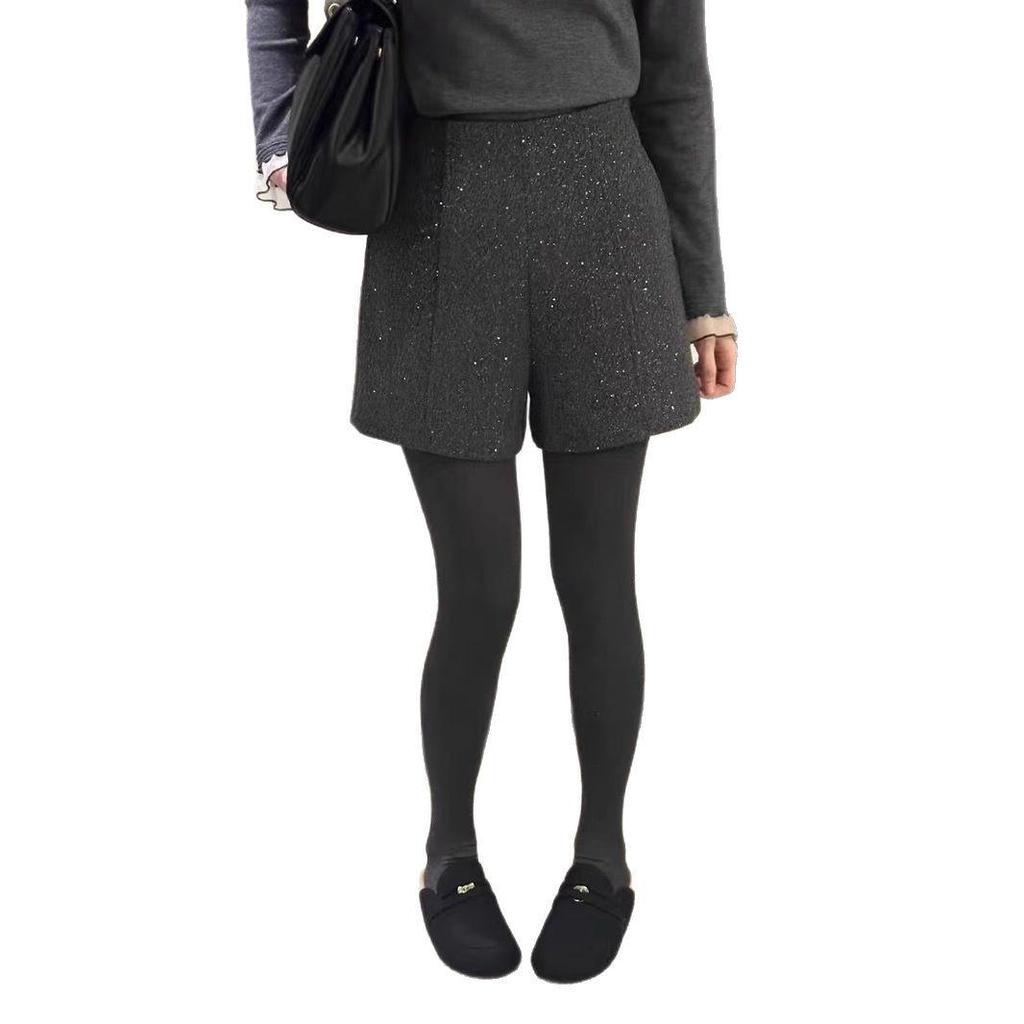 Шерстяные шорты А-силуэта с высокой посадкой 'Звездное небо' - Весенние повседневные шорты с широкими штанинами для женщин плюс-сайз