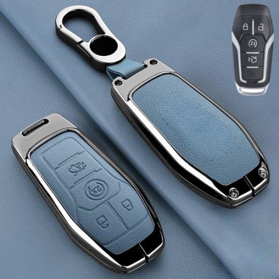 Zinc Alloy Leather Car Remote Key Fob Case Cover Holder For Lincoln MKC MKX MKZ