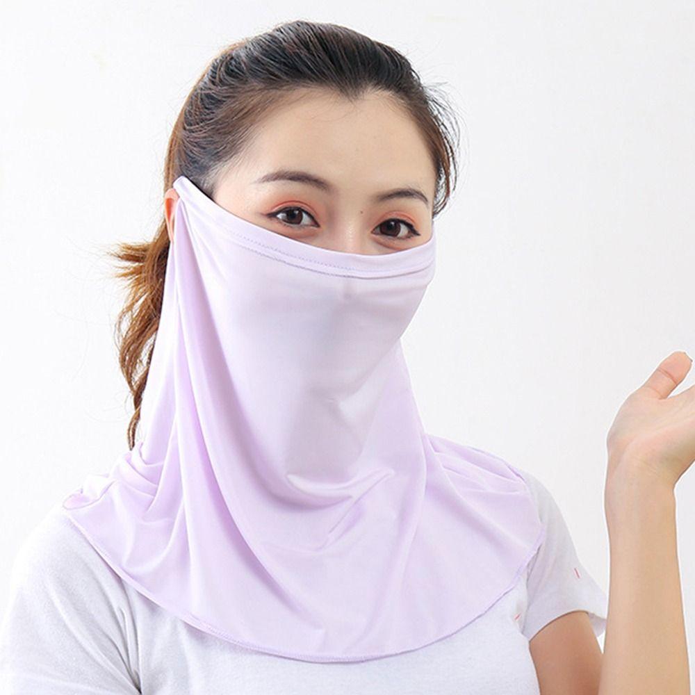 Traceless Ice Silk Sunscreen Mask Breathable Neck Cover Fashion UV Protection Mask Women