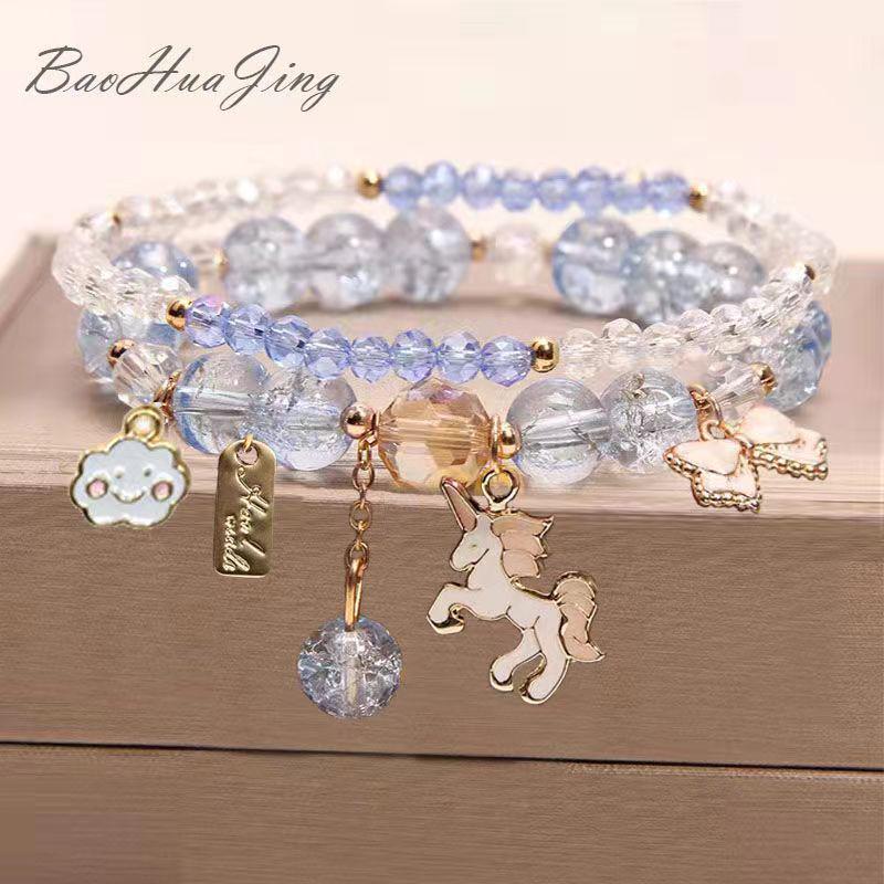 Children's Cartoon Crystal Beaded Bracelet - Cute Layered Jewelry for Girls & Best Friends