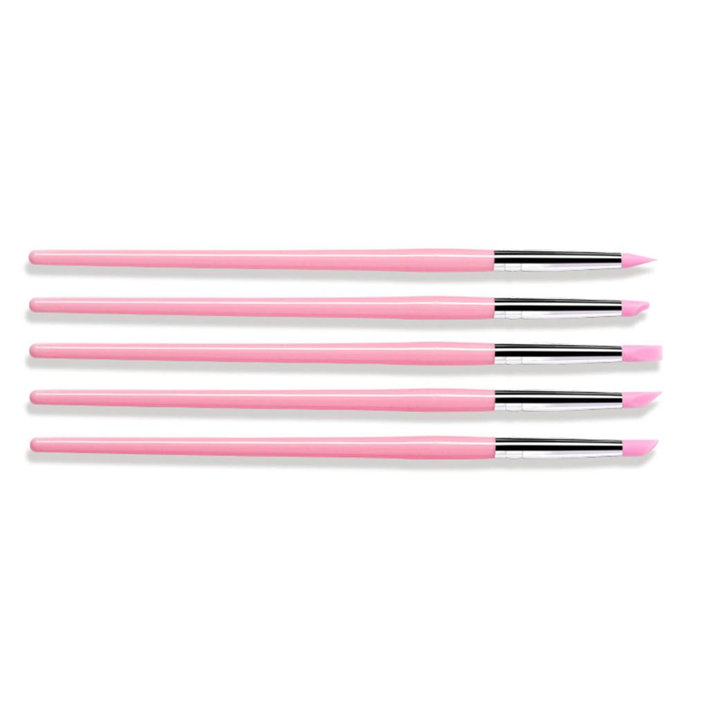 5 шт. силиконовых кистей для дизайна ногтей для гелевых ногтей и гончарного дела с мягкими силиконовыми наконечниками, кисти для моделирования ногтей