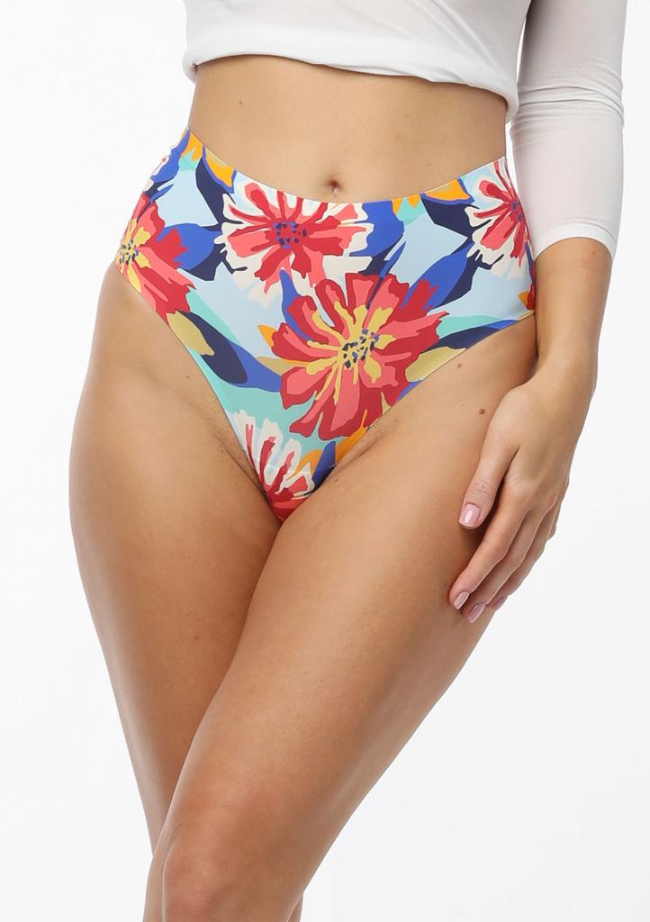 Brazyliany bezszwowe z wysokim stanem wzorzyste Flower Folk Julimex