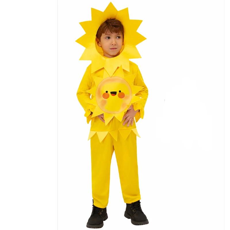 Unisex Cute Boy Plant Halloween Cosplay Girl Sunflower Fancy Dress Up Child Sun And Flower Costume