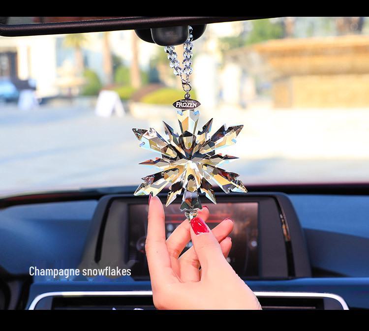 Goddess Style Crystal Snowflake Car Mirror Pendant - High-End Interior Ornament