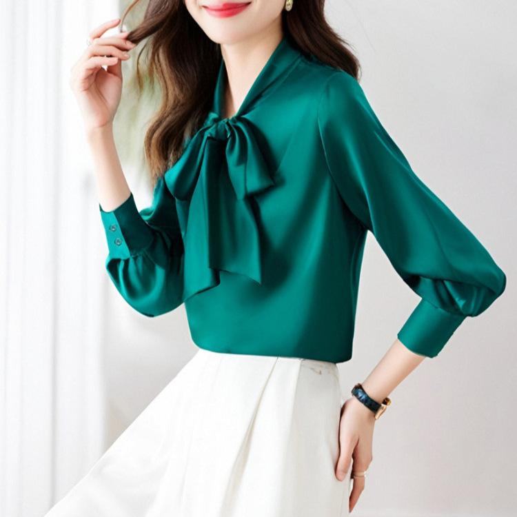 Осенняя шифоновая белая рубашка с бантом для женщин, новая модная рубашка, профессиональный роскошный топ
