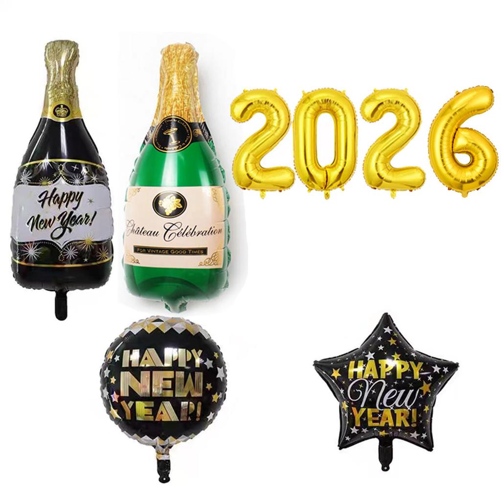 Balloon New Year Black Gold Letter Balloon Set, New Year Happynewyear Party Decorations