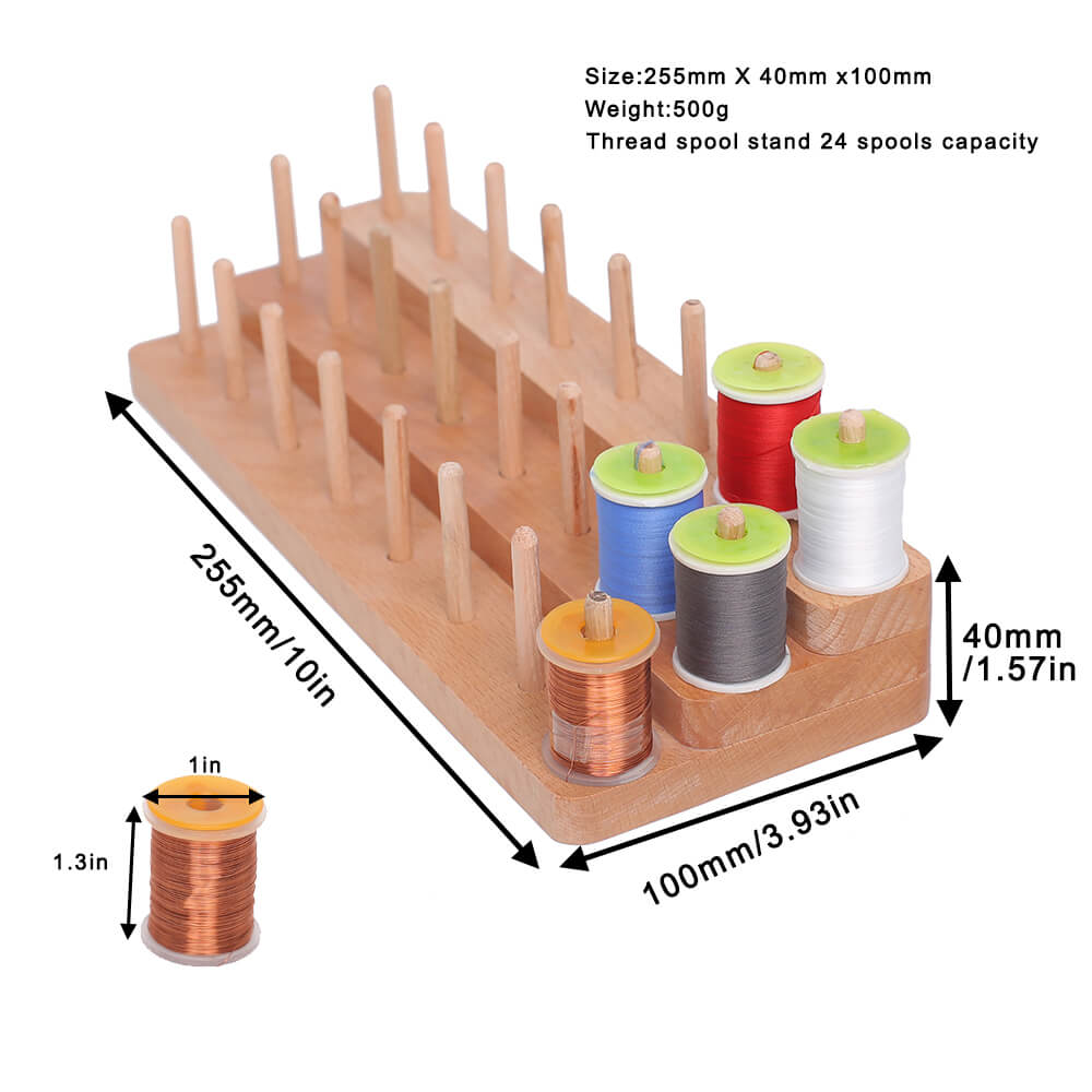 Kylebooker Fly Tying Thread Spool Stand Nature Wood Spool Station Hand Made Travelling