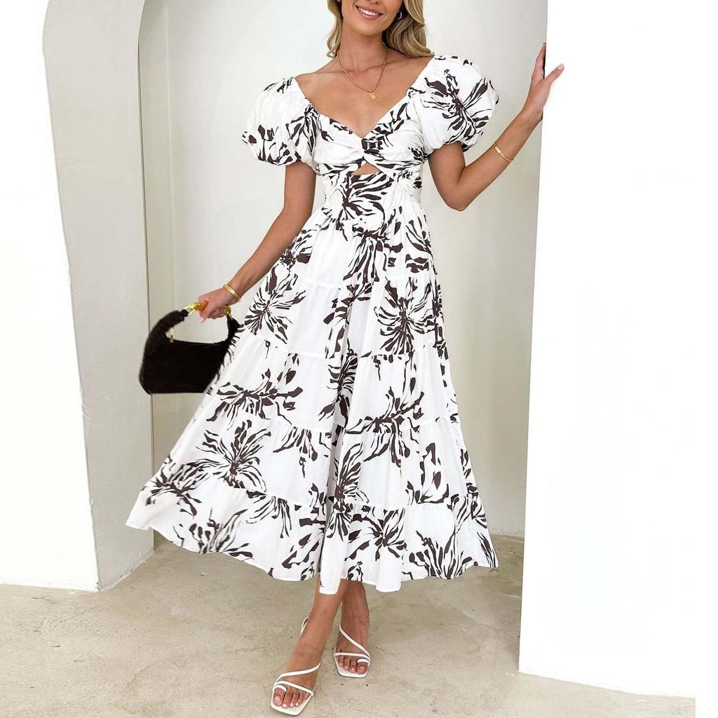 Spring Formal Dresses For Women V-Neck Floral Long Dress Casual Summer Dresses For Women Floral Formal Dress