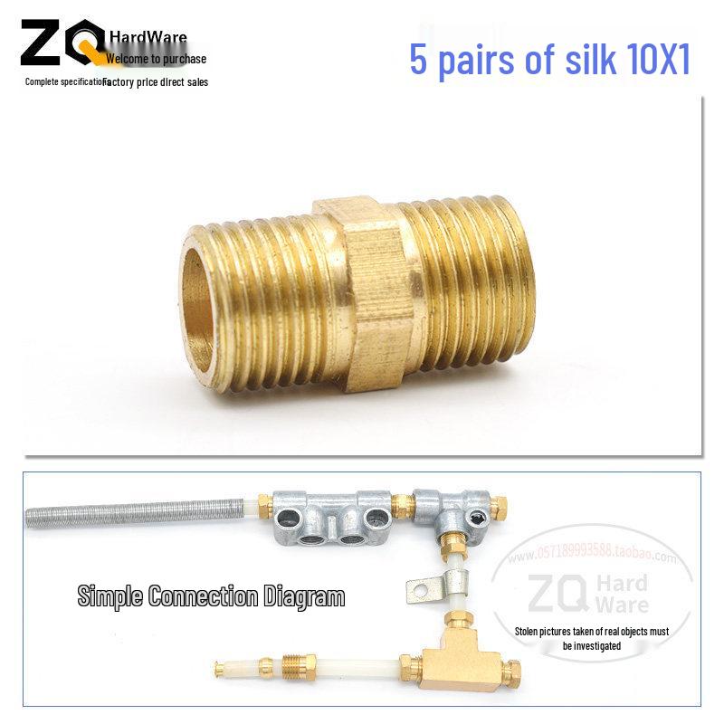 Oil Circuit Distributor Set: Nylon Tube, Copper Double-Ended Plug, Bushing, Inner Snap Ring (810x1 to 1/4), 68mm.