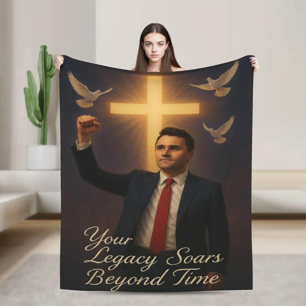 Super Soft Charlie Kirk Angelic Advocate Throw Blanket Premium Flannel Fleece Lightweight Bed Blanket Cozy Fluffy Blankets