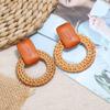 Triangle Rattan Knit Vine Women Girl Drop Earrings Straw Weave Earrings Beach Jewelry Bamboo Wooden