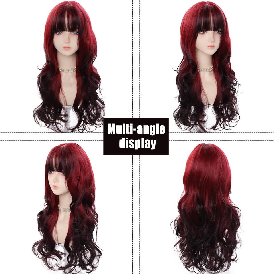 Постепенный синтетический кудрявый парик парик Лолиты волнистые длинные кудрявые волосы с челкой подходит для ежедневной носки дамам и девушкам на праздники