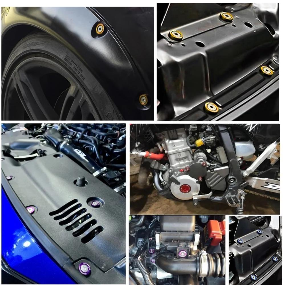 Universal 20Pcs M6 * 20mm JDM Bumper Fender Washer Kit Engine Bay Dress Up Bolts Fasteners Aluminum Concave Hex Screws
