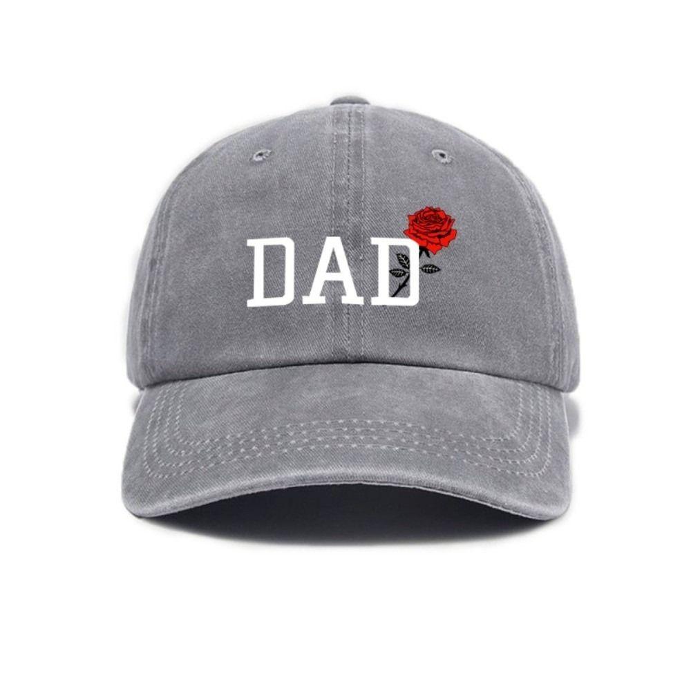 2pcs/set Classic Mom Dad Rose Printed Cap Washed Cotton Baseball Hats For Man Women