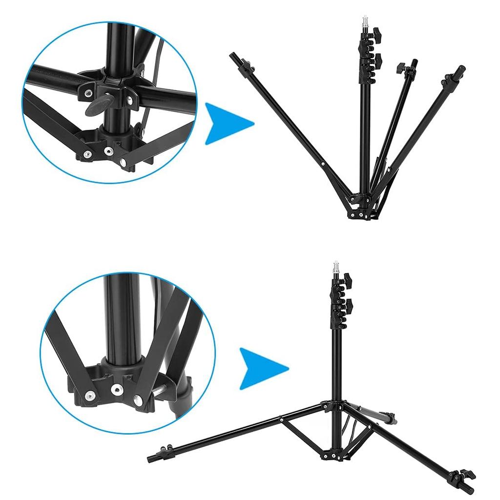 Meking Стойка для фотосъемки 220 см Регулируемая по высоте Винтовая Из алюминия Складывающаяся в обратном направлении Студийная фотосъемка Совместима со вспышкой софтбоксом