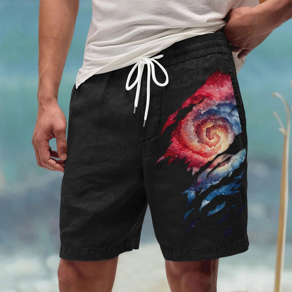 Мужские летние большие повседневные свободные спортивные брюки пляжные шорты