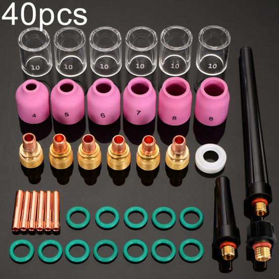 40 шт., комплект сварочной горелки Tig, цанговые газовые линзы, стеклянные чашки, аксессуары WP-9/20/25