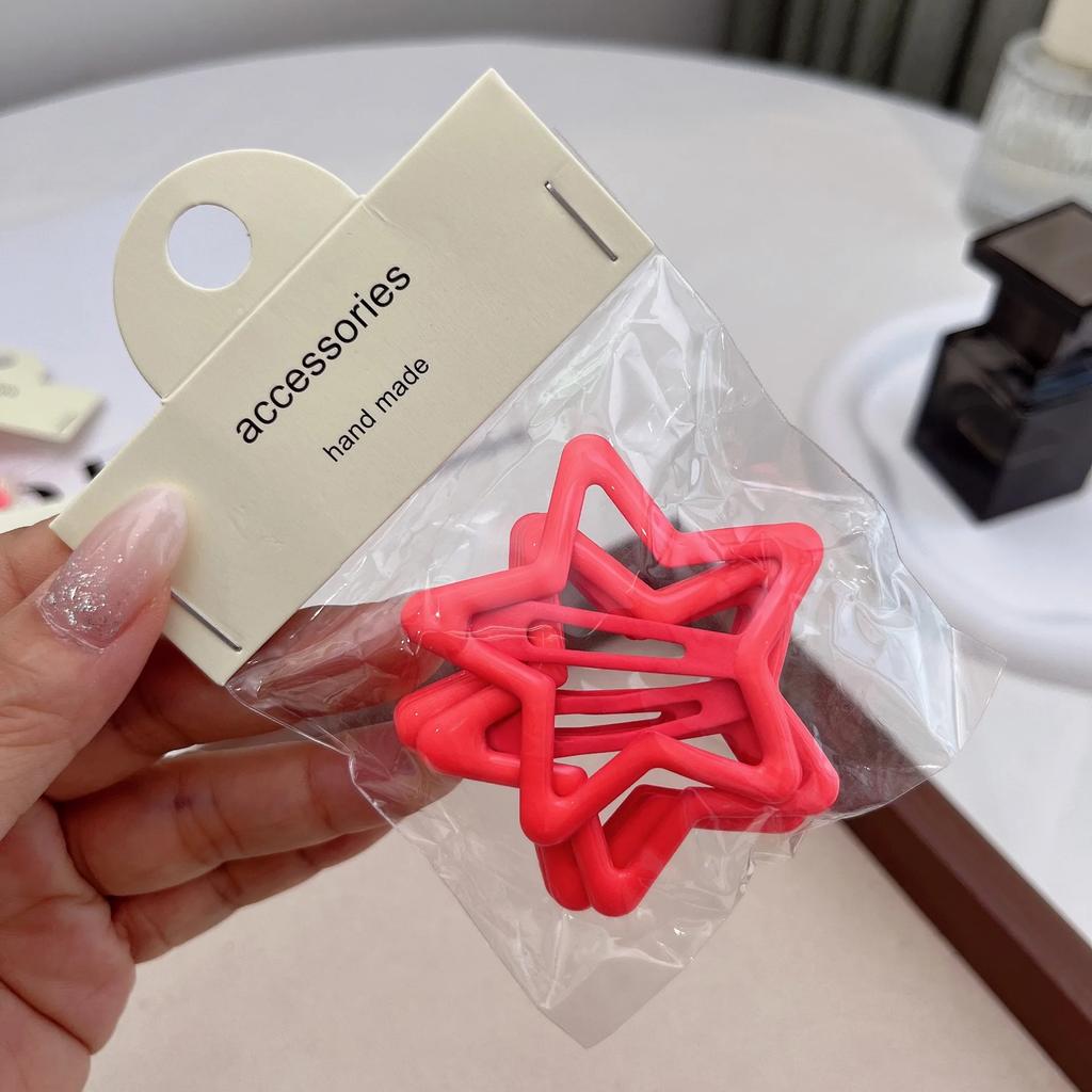 5 шт., шпильки-невидимки для девочек в виде звездочек конфетного цвета, крутые металлические заколки для волос в виде пентаграммы для девочек, аксессуары для головных уборов в стиле Харадзюку