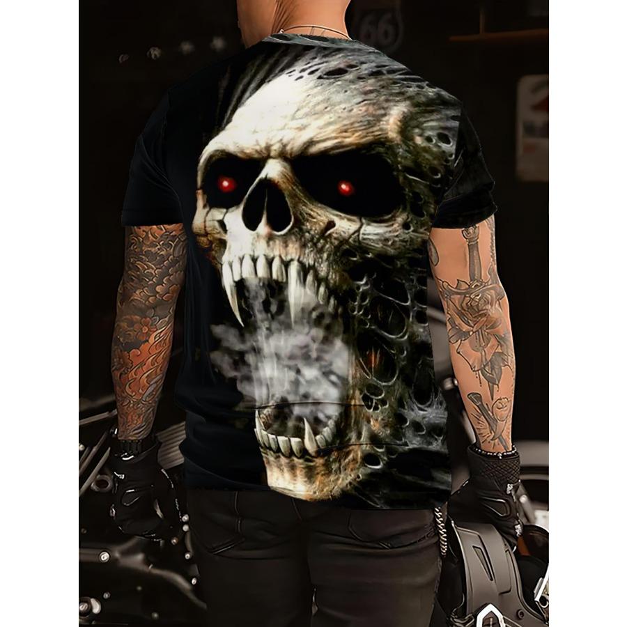 Short Sleeve Plus Size Summer Tee Men Outfit Black Skelleton 3d Print T Shirts Mens Casual Sportwear T Shirt Male