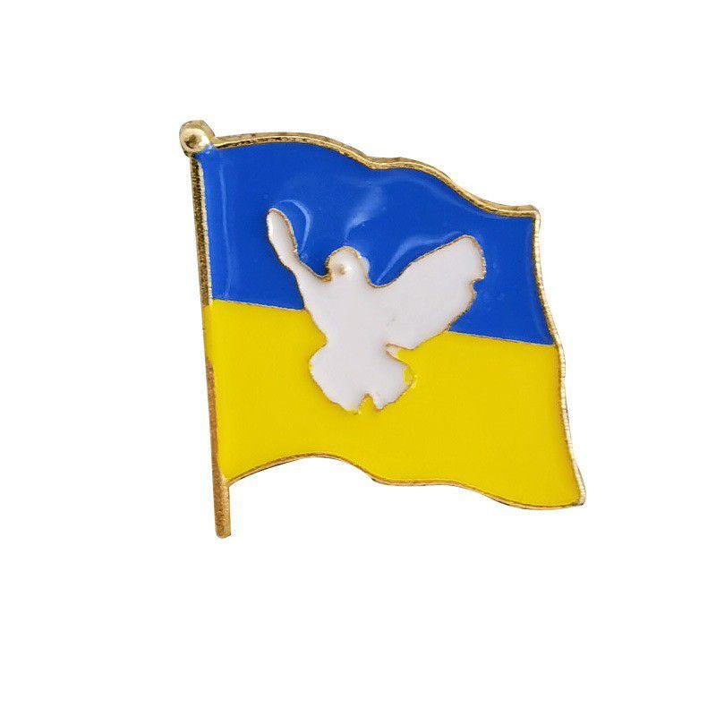 Великобритания Украина Металлическая Брошь Флаг Голубь Мира Двойной Флаг Значок Патриот Spot Badge