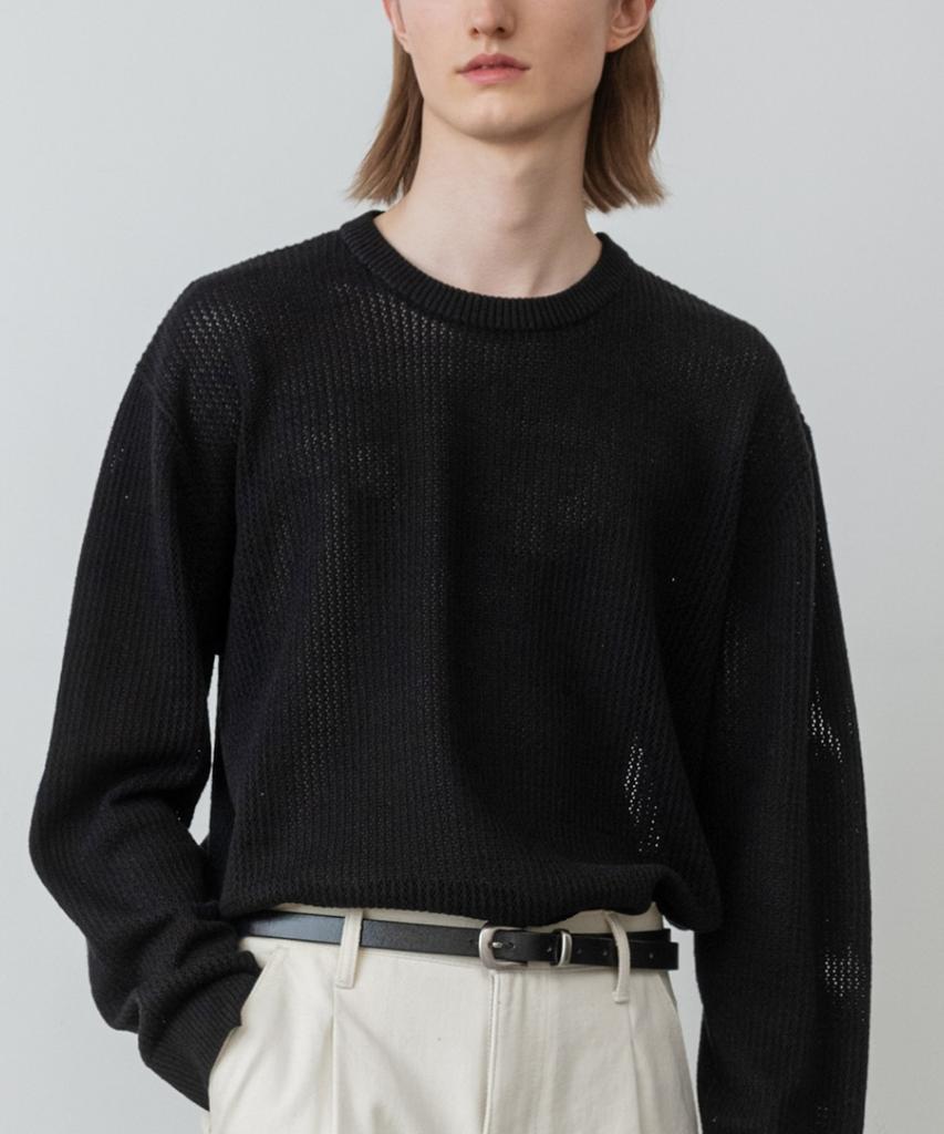 MINAV Strong Cotton Punched Round Knit [Black]