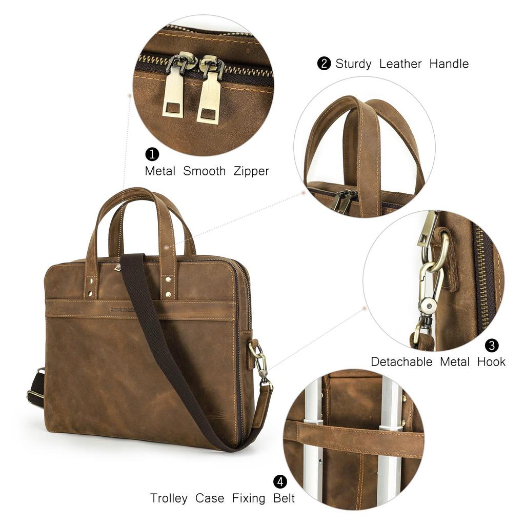 Сумки для ноутбуков CONTACT'S из натуральной кожи для мужчин, сумки через плечо, сумки-тоут, компьютерные сумки, чехол для ноутбука 14,2 дюйма