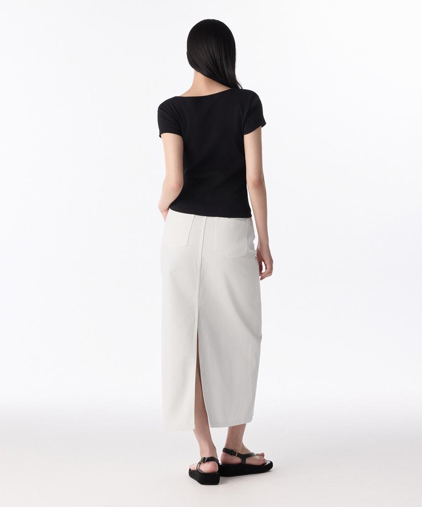 Musinsa Standard Woman Women'S Denim Maxi Skirt [White]