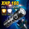 Профессиональный фонарь для дайвинга IPX8 Dual-Wick с магнитным переключателем, фонарь для дайвинга XHP160, переносной фонарь для дайвинга, уличный фонарь