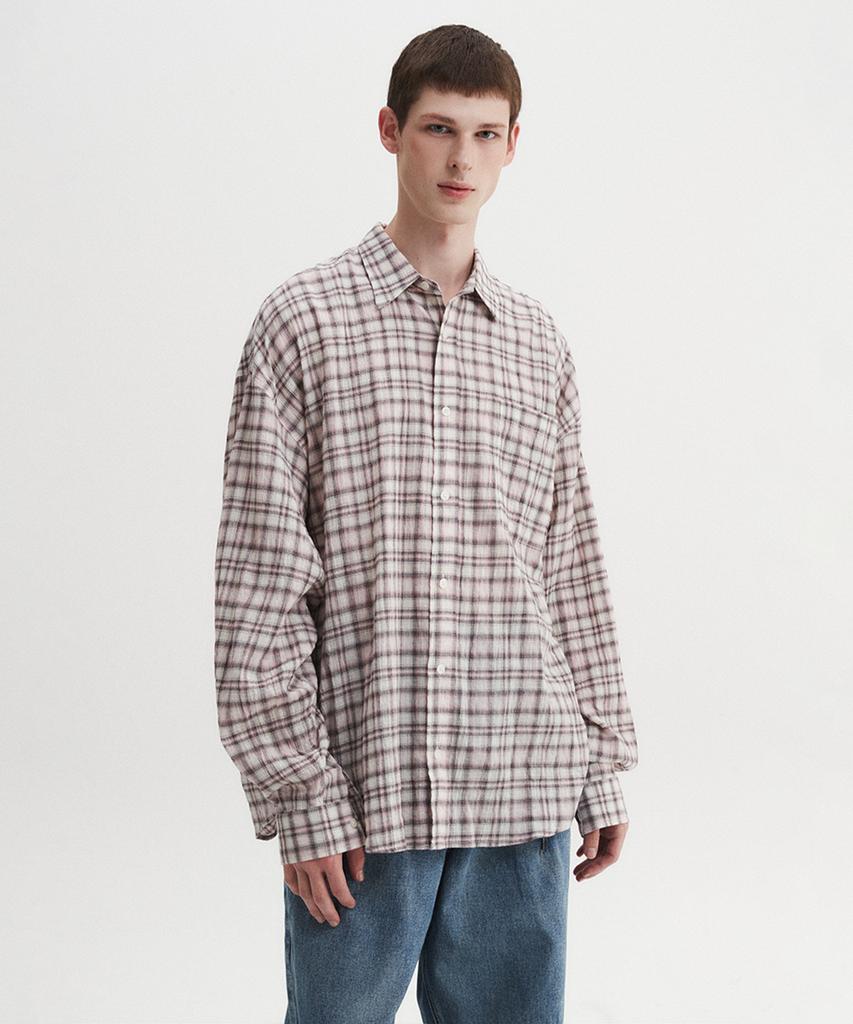 DNSR Oversized Vintage Check Shirt Pink
