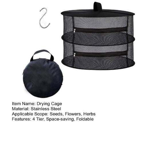 Сушильная стойка для трав, 4-х уровневая сушильная клетка с S-образным крючком, складная сетка для подвешивания