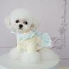 Winter Dog Sweater Small Breeds Pink Green Yellow Cotton Blend Hooded Two-Legged Dress With Bowknot