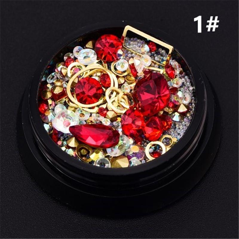 Смешанные украшения для ногтей «сделай сам», красочные микробусины, круг из драгоценных камней, 3D блестящие кристаллы и стразы, инструмент для дизайна ногтей