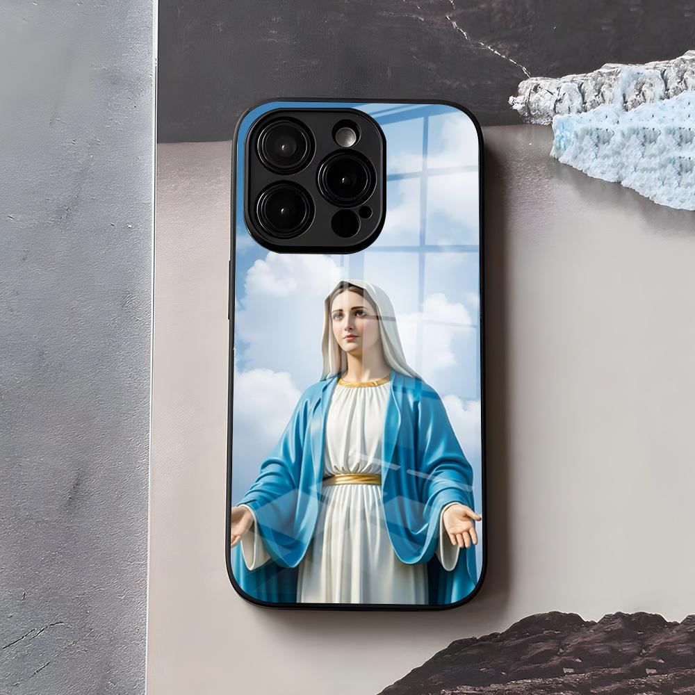 Virgen Mary Virgin De Guadalupe Phone Case For IPhone 17 Air 16 E Pro Max 15 14 13 Mini 12 Pro 11 Max Plus Black Glass Cover